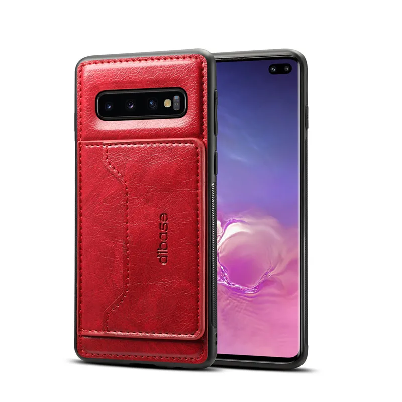 Магнитный кожаный чехол для samsung Galaxy S10 плюс S9 S8 S10E M10 A8 A9 A6 A7 Примечание 10 10+ 9 8 чехол-бумажник для телефона с отделениями для карточек - Цвет: Красный
