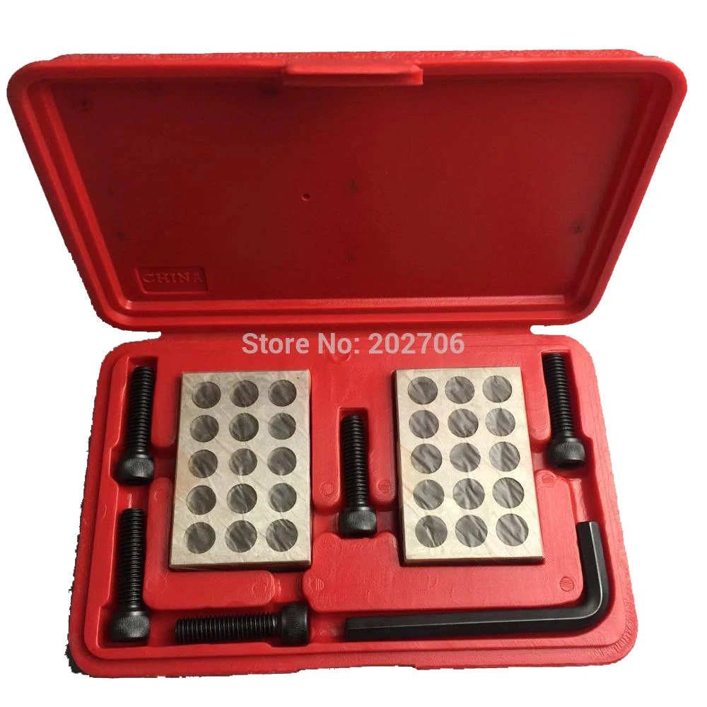 

1set 23 holes Precision 1-2-3" Blocks with screw spanner parallel clamping block set 23 holes parallel block with screw wrench