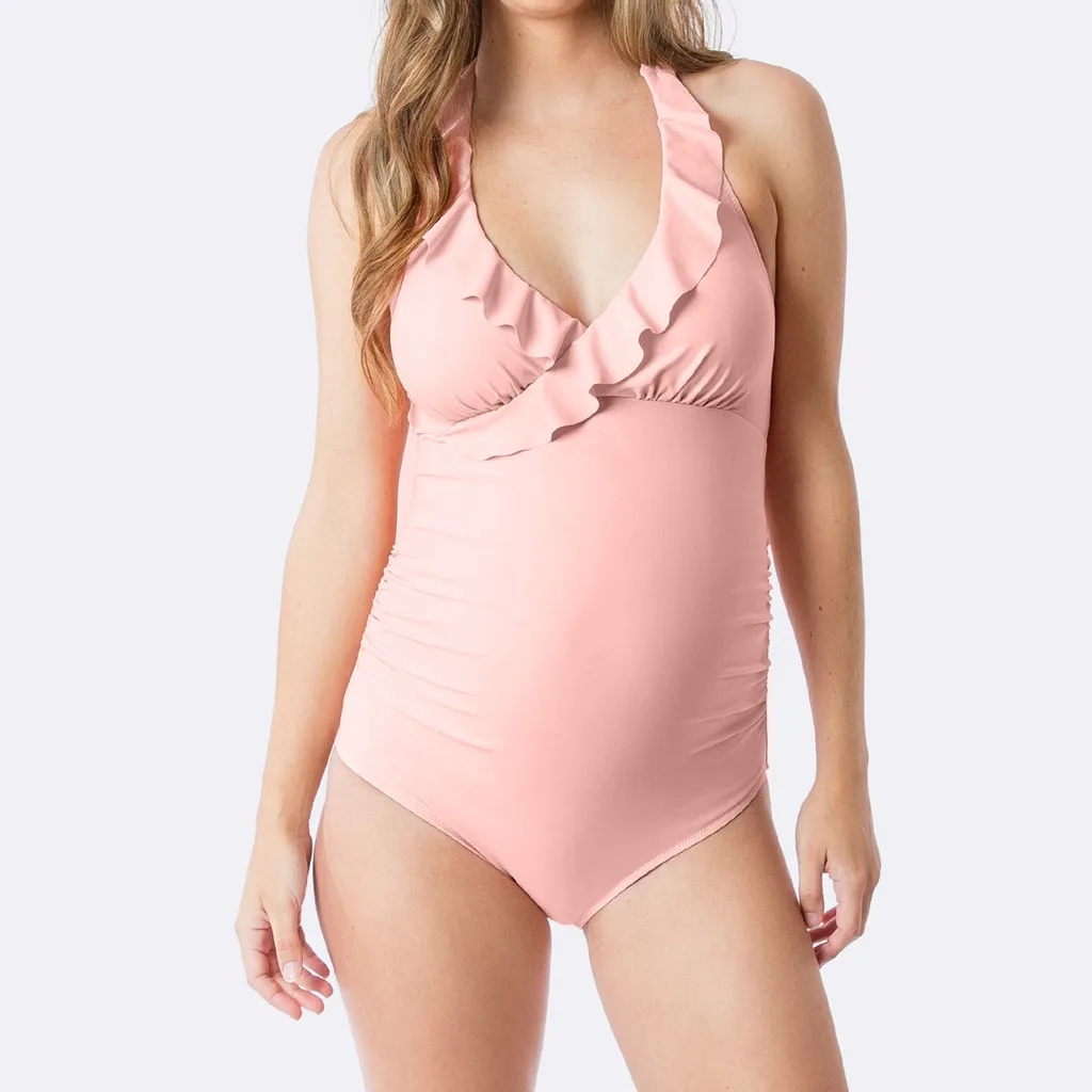 MUQGEW купальный костюм для беременных с оборками; пляжная одежда для беременных женщин; бикини на бретельках; летняя одежда для беременных; купальный костюм; Femme