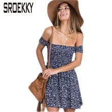 Summer Dress 2018 Fashion Off Shoulder Slash Neck Floral Mini Sexy Party Dress Women New Plus Size Elastic Casual Beach Vestidos