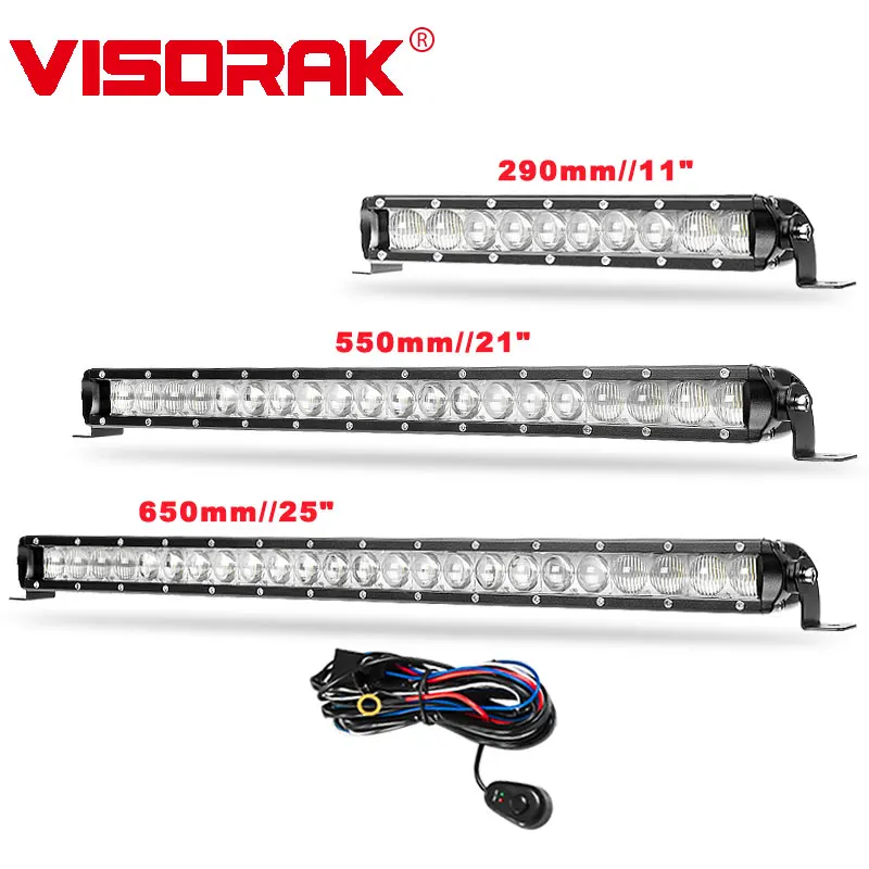 VISORAK 11 21 25" Offroad Slim LED Light Bar Off Road Car LED Work