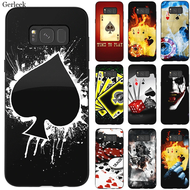 

Silicone Mobile Phone Case For Samsung S6 S7 Edge S8 S9 S10 Plus Note 8 9 M10 M20 M30 M40 Cover Poker Shell Bag