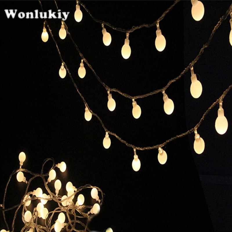 

Wonlukiy 5M 50led AA Battery Led Fairy String Light White Matt Ball Decoration Lamp For Bedroom Christmas Tree Wedding Party