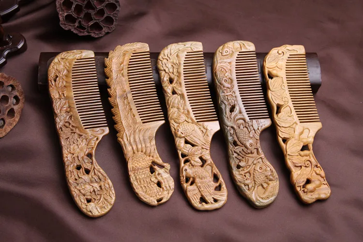 5th Magpie сливы зеленый гребень из сандалового дерева резьба по дереву магазин