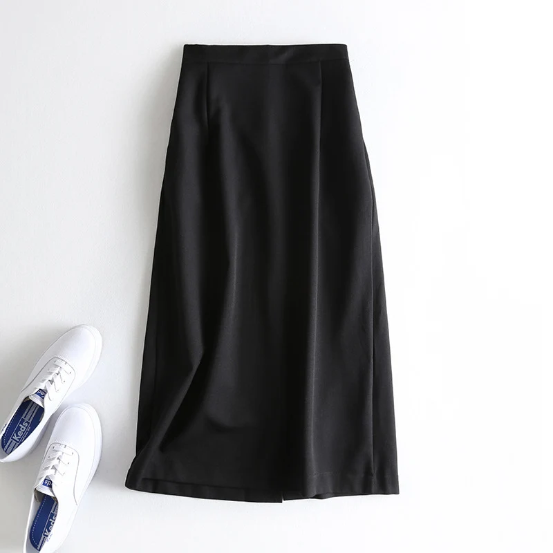 Autumn winter skirt Korean fashion women skirt high waist skirt Solid color Straight skirt midi skirts womens skirt clothes - Цвет: Black