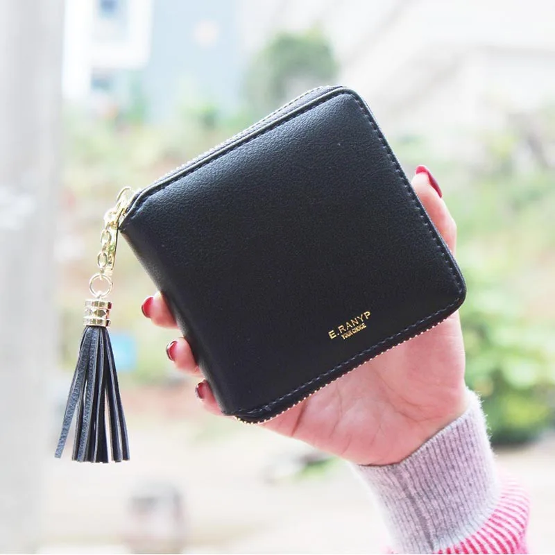 2016 Fashion Women Wallets PU Leather Tassel Female Wallet Ladies Bronzing Clutches New Brand Card Holder Women Purses