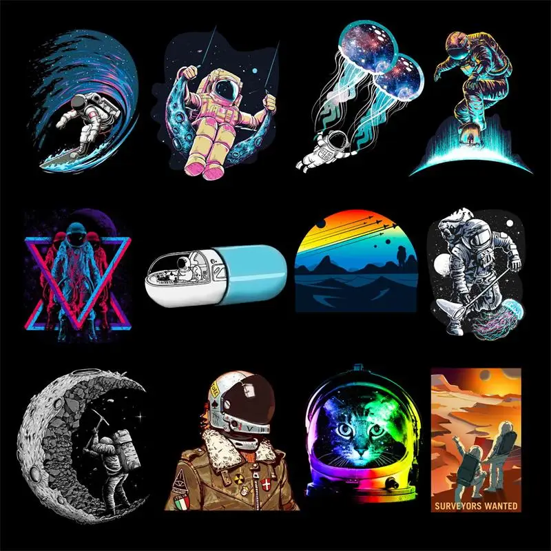 50 Pcs Outer Space Stickers for Laptop Car Motorcycle Skateboard Fridge Luggage Backpack Phone Bike Decal Cool Creative Stickers