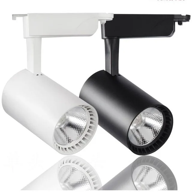 2018 LED COB المسار السكك الحديدية ضوء AC85-265 فولت أضواء قابل للتعديل السكك الحديدية المسار الإضاءة مصباح مول معرض مكتب الأسود/الأبيض