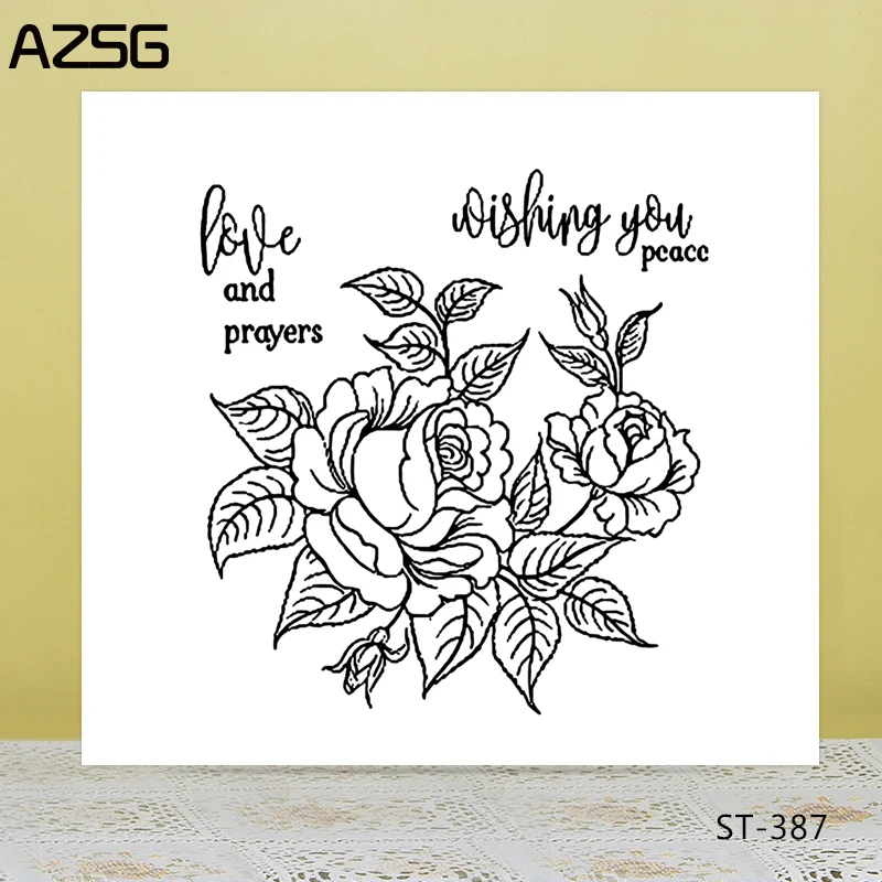 

AZSG Beautiful Blooming Rose Flowers Clear Stamps/Seals For DIY Scrapbooking/Card Making/Album Decorative Silicone Stamp Crafts