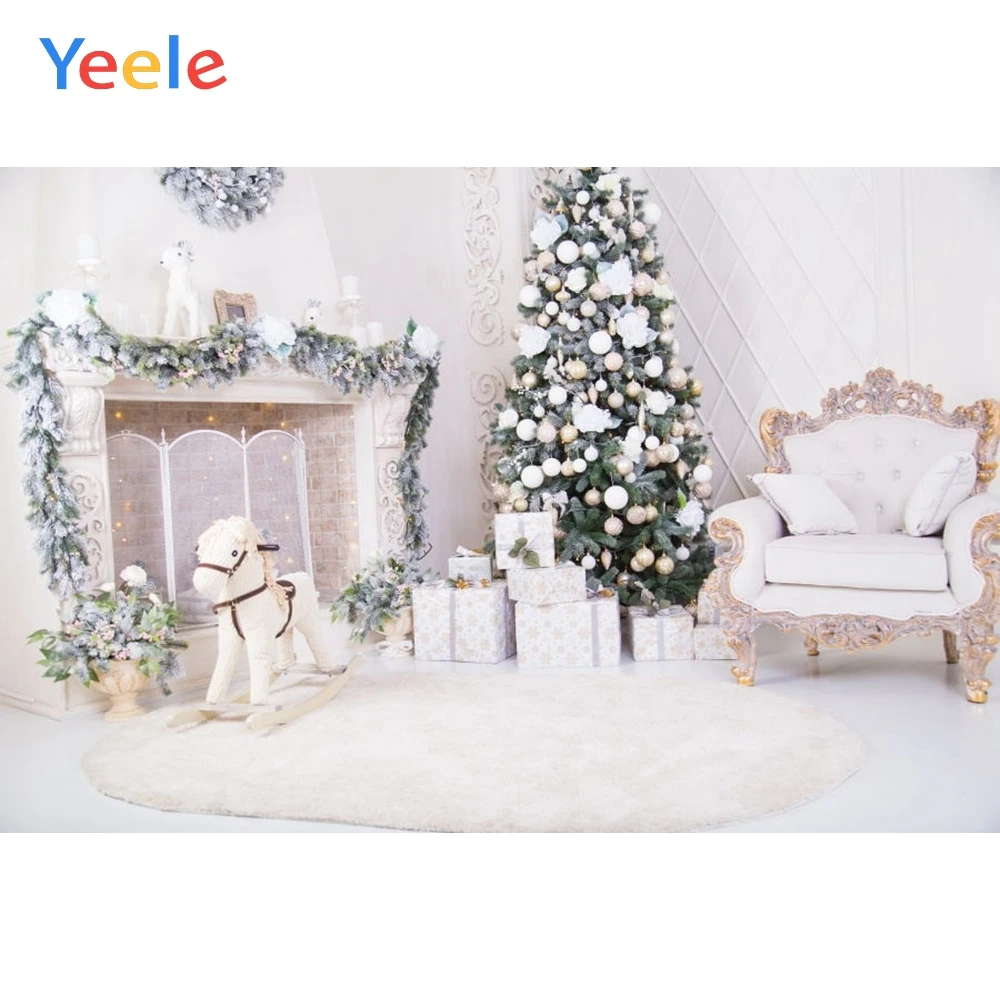 

Yeele Photography Backdrops White Interior Chair Christmas Children Portrait Photographic Backgrounds Horse For the Photo Studio