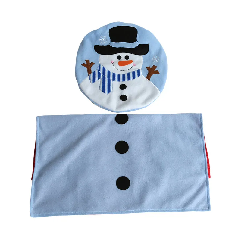 Новое поступление 1 компл. Синий причудливый Снеговик чехол для унитаза и коврик для ванной комнаты Набор Рождественское украшение IC881652