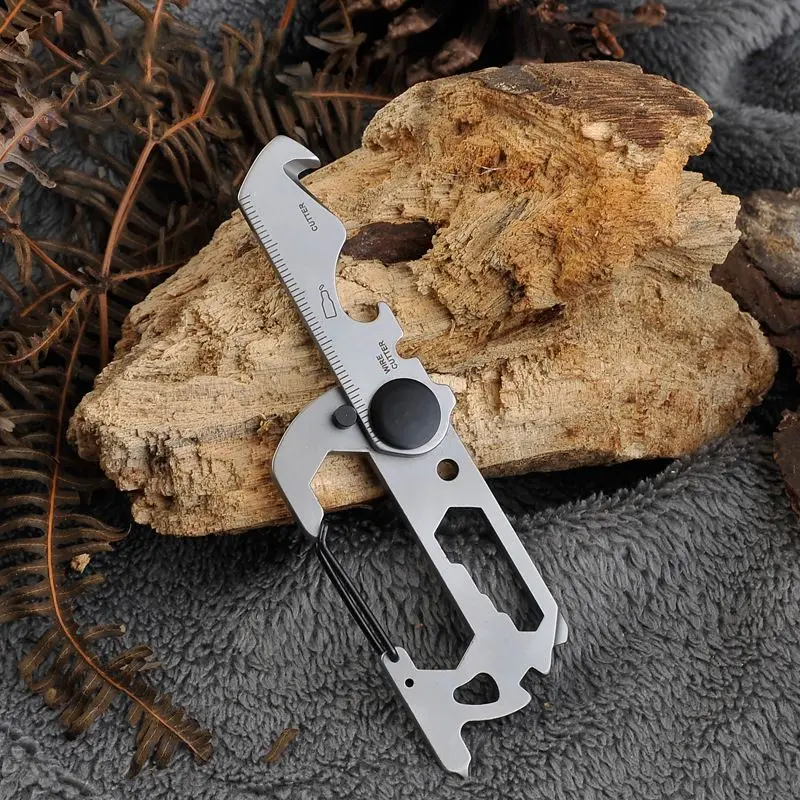 

new 420 Stainless Steel Carabiner Bottle Opener Cross Flat Screwdriver Wire Cutter Keychain Waist Hanging Multi Functional Tools