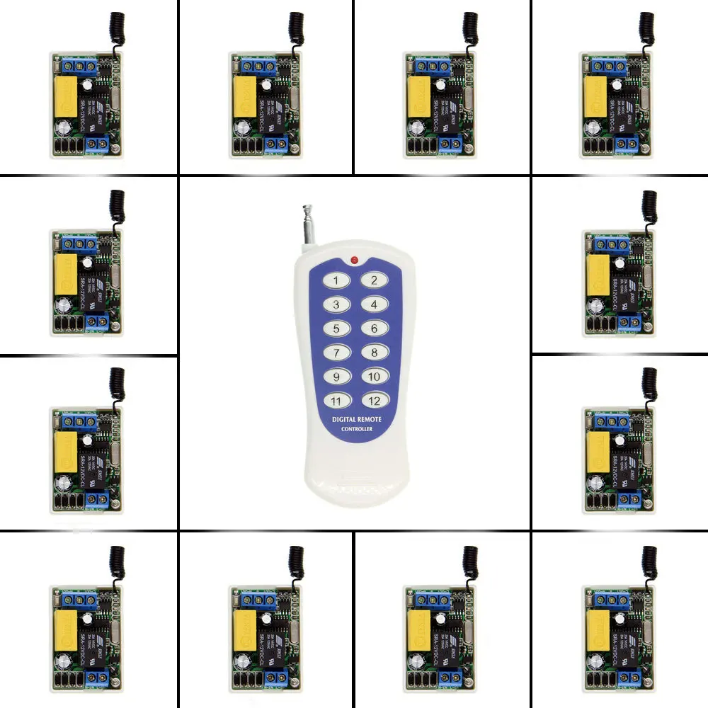 Mini System 10A 1CH 1 CH Wireless Remote Control Switch 220V Relay Output Radio RF 12CH Transmitter And 315/433.92 MHz Receiver