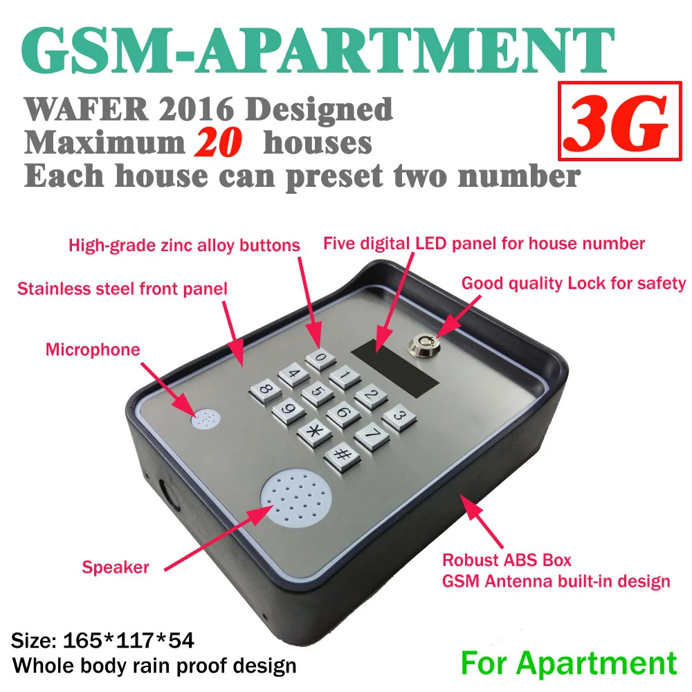 3G Version Brand New Code / Keypad Wireless GSM audio Door Phone Intercom for Smart SMS Door lock remote release and SMS alarm