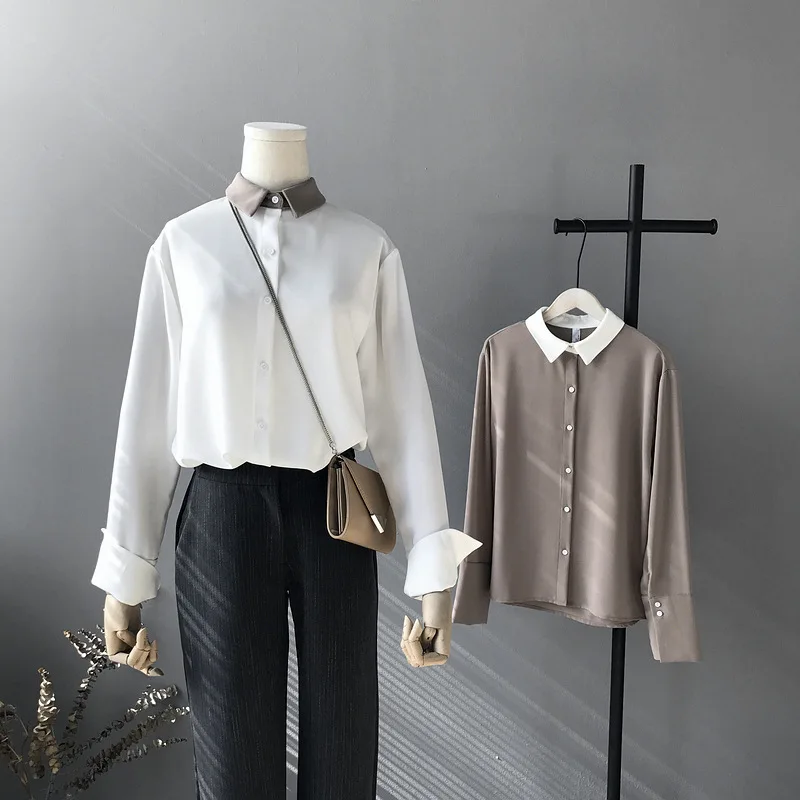 

2019 Women White Blouse Cute Collar Long Sleeve Womens Tops And Blouses Women Chiffon Shirts Blusas Roupa Feminina Tops