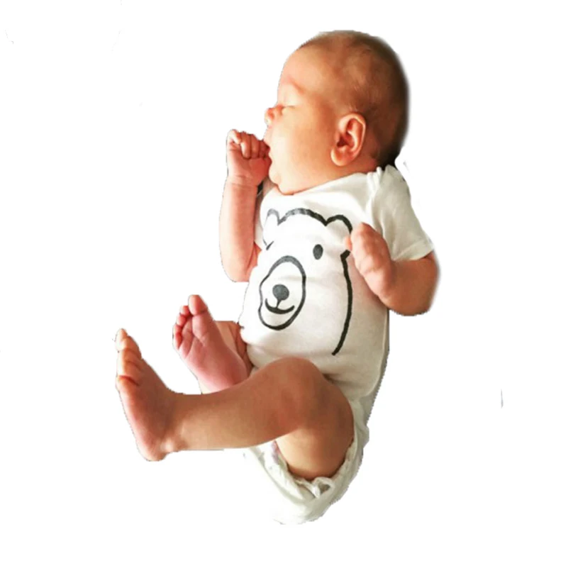 

Newborn Baby Romper Summer Cartoon White Bear Print Girl Baby Jumpsuit High Quality Long sleeves Brand Boy Infant Clothes Romper