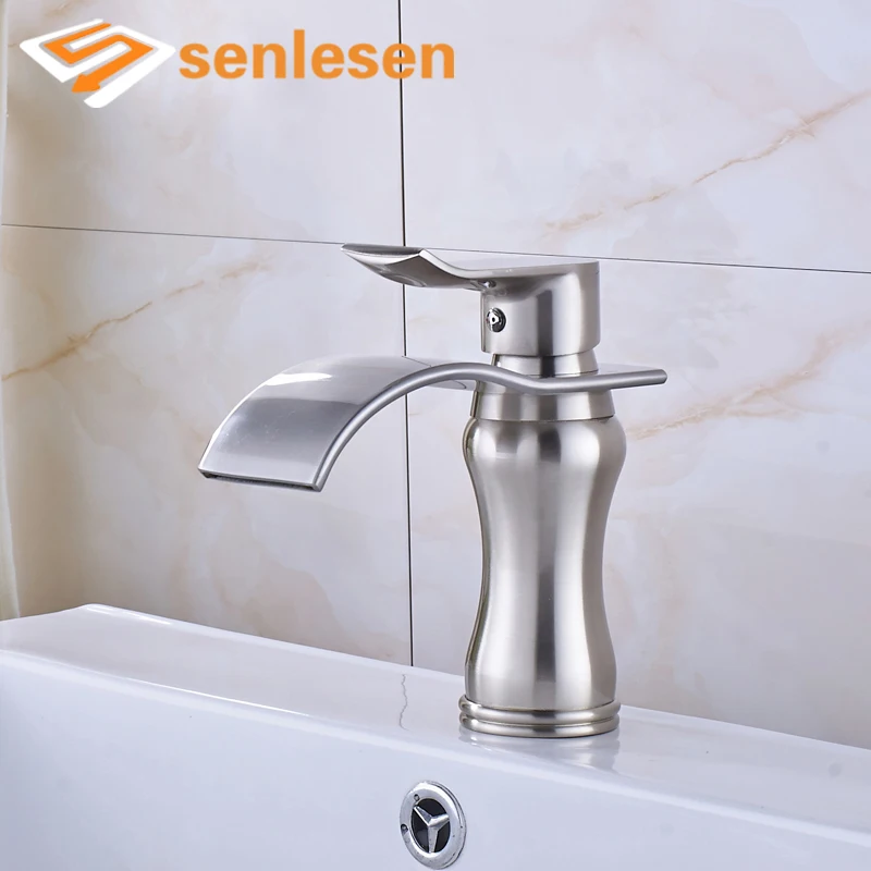 

Free Shipping Bathroom Brushed Nickel Basin Faucet with Single Handle Single Hole