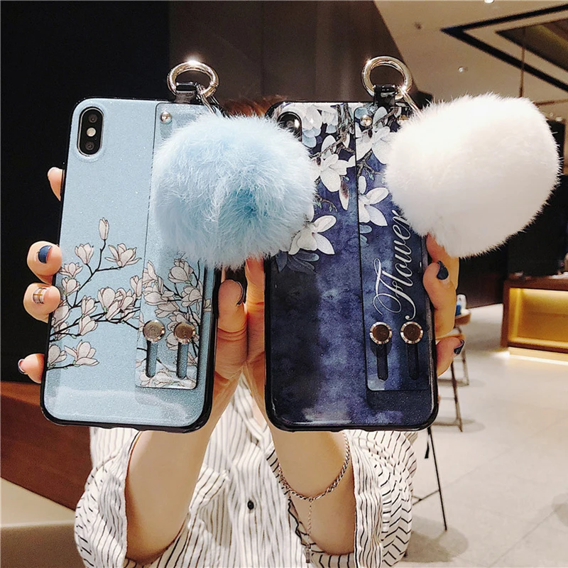 

Glitter Flower Phone Case For Asus Zenfone Max Pro M1 ZB601KL M2 ZB631KL ZB633KL Finger Ring Wristband Strap Holder Capa Coque