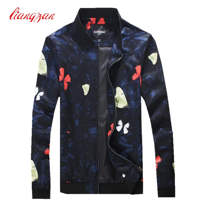 Men Casual Jacket Coat Stand Collar Autumn Jackets Brand Plus Size M-5XL Korean Slim Fit Printed Overcoat F2279 | Мужская одежда