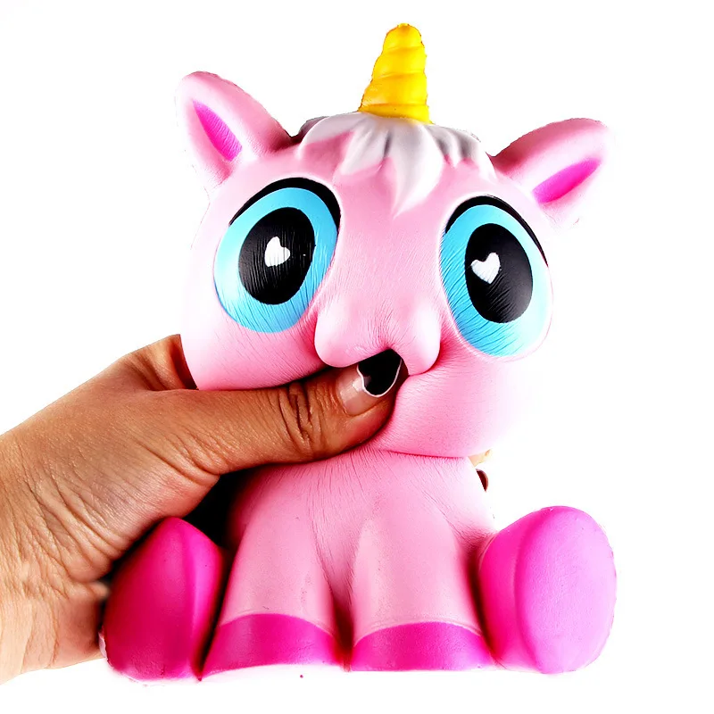 Kawaii Jumbo мягкое Единорог медленное нарастающее при сжатии игрушки Антистресс игрушка для детей Животное выдавливание розовый