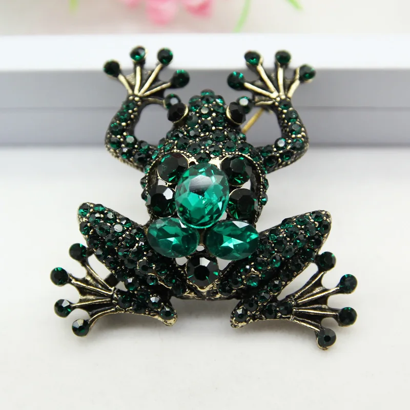 Ретро Для женщин форма лягушки Bling брошка из горного хрусталя украшения на джинсы куртка Декор