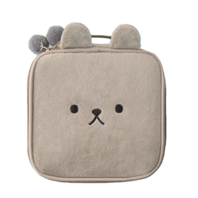 Милые животные вышивка сумка для хранения сумка для макияжа квадратная сумка фланелевая сумка для хранения для путешествий/кемпинга доступно в 4 цветах - Цвет: H