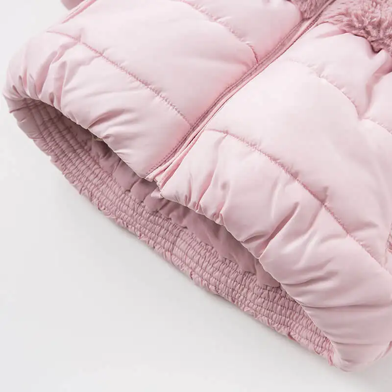 DBA7949 dave bella winter baby girls pink hooded coat infant padded jacket children high quality coat kids padded outerwear