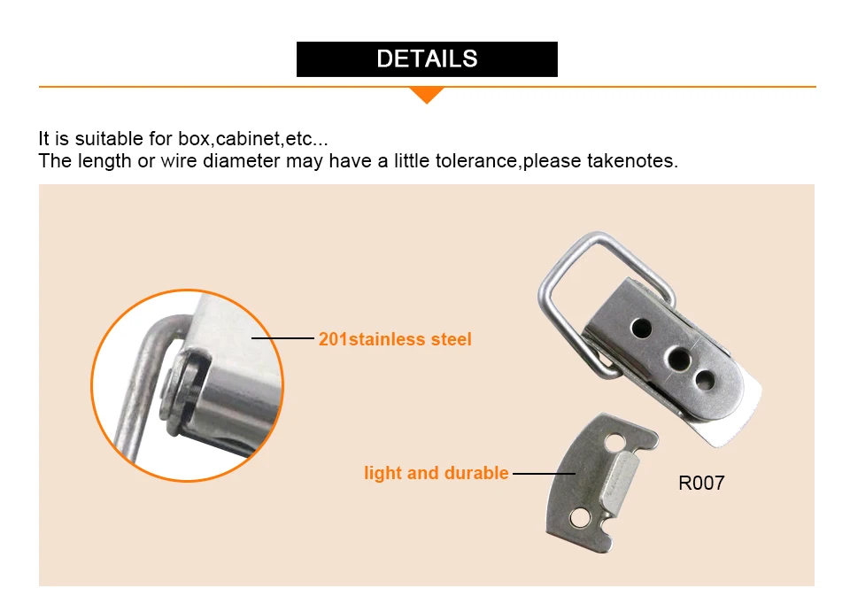 R007/R115A переключатель из нержавеющей стали защелка для пружины, нагруженные защелки, защелки для шкафа инструментов