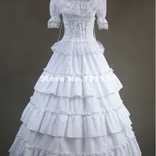 Custom Made чистый белый длинный хлопок Vitorian Лолита платье Southern Belle Принцесса Лолита платье Костюм воссоздание Одежда