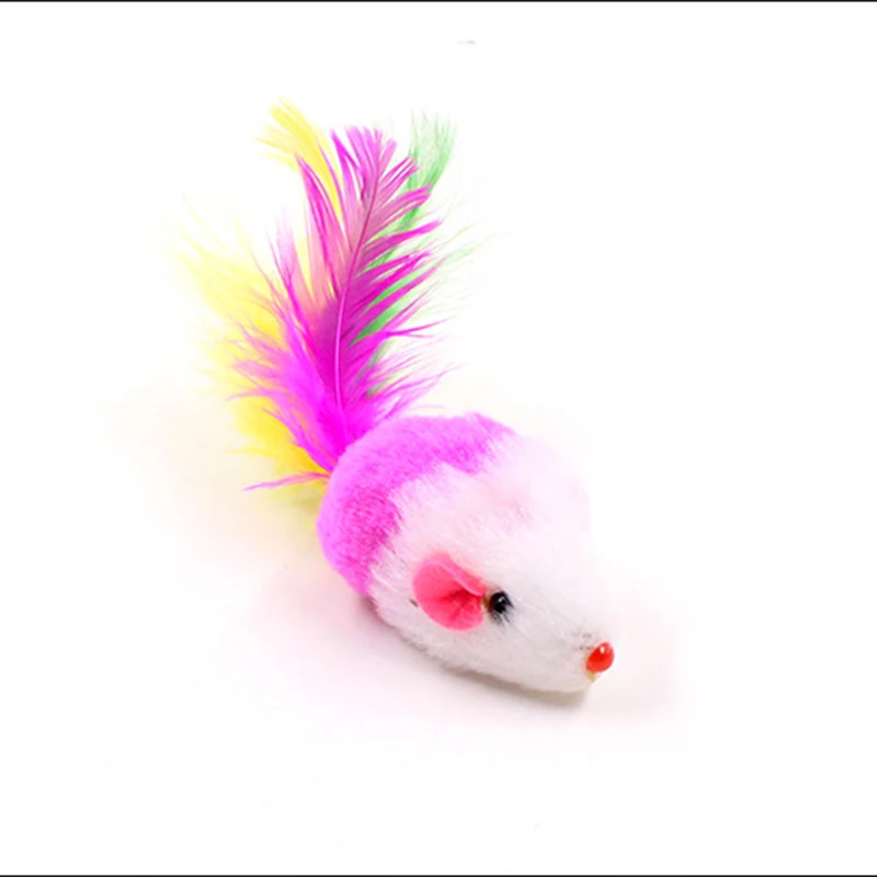 Cat Toys Colorful Cute False Mouse Feather Funny Mini Mouse Toys Pets Rat Funny Playing Toys Cat Kitten Chewing Toy PT0085 (8)