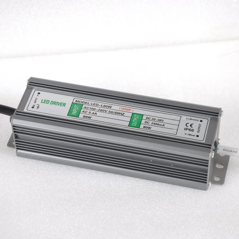 

PHISCALE 1piece 80W Waterproof Integrated LED Driver Power Supply Constant Current AC100-260V 2400mA for 80W LED Bulb