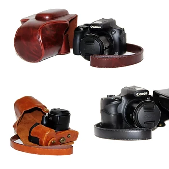 

New PU Leather Camera Bag Case For Canon SX60 Camera Cover Pouch With Strap Coffee Black Brown