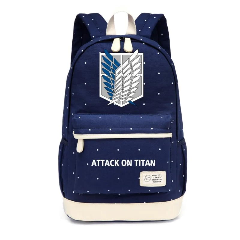 NEW Navy Blue1 WISHOT аниме атака на Титанов холщевый рюкзак для девочек женская школьная сумка в горошек мультяшная Дорожная сумка на плечо - Цвет: NEW Navy Blue1