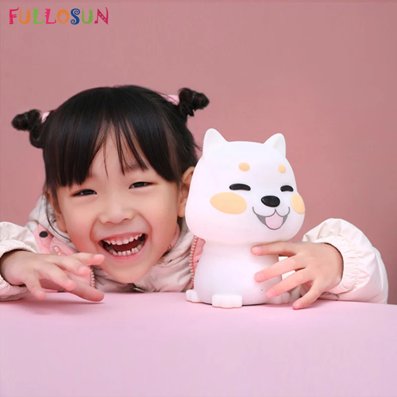 

Funny Night Light Cartoon Dog Puppy Silicone Lamp Baby Bedroom Warm Light USB Charging Night Lamp as Holiday Toy Present