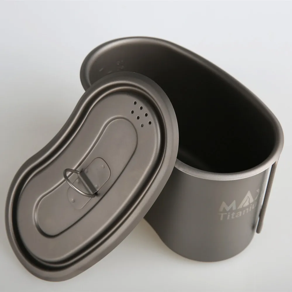Titanium Canteen Cup With Lid Titanium Military Pot Military Canteen Cup Camping Ti Pot 950ml
