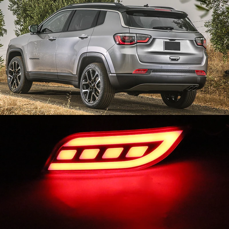 ROADOT задний бампер стоп сигнал для Jeep Compass 2017 2018 отражатель led Парковка дневное