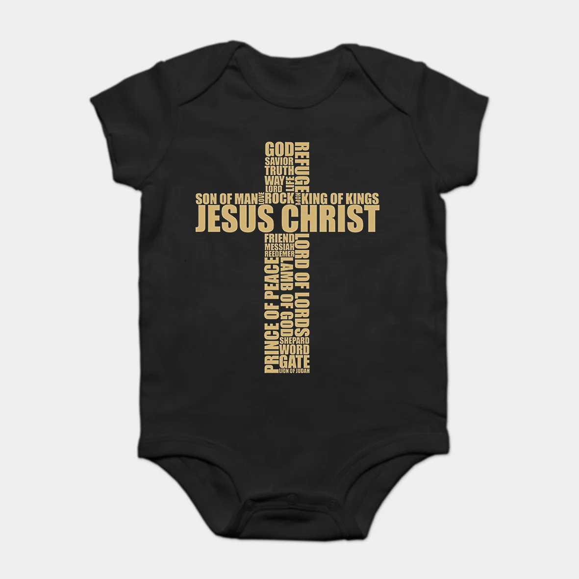 

Baby Onesie Baby Bodysuits kid t shirt Christian Religious Names of Jesus Christ Cross Mne's Cotton T Shirt