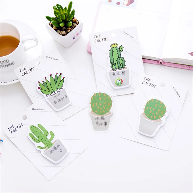 

New 30 Sheets Self-Adhesive Fresh Cactus Memo Pad Sticky Notes Notebook Stationery Memo Pad Papelaria Escolar School Supplies