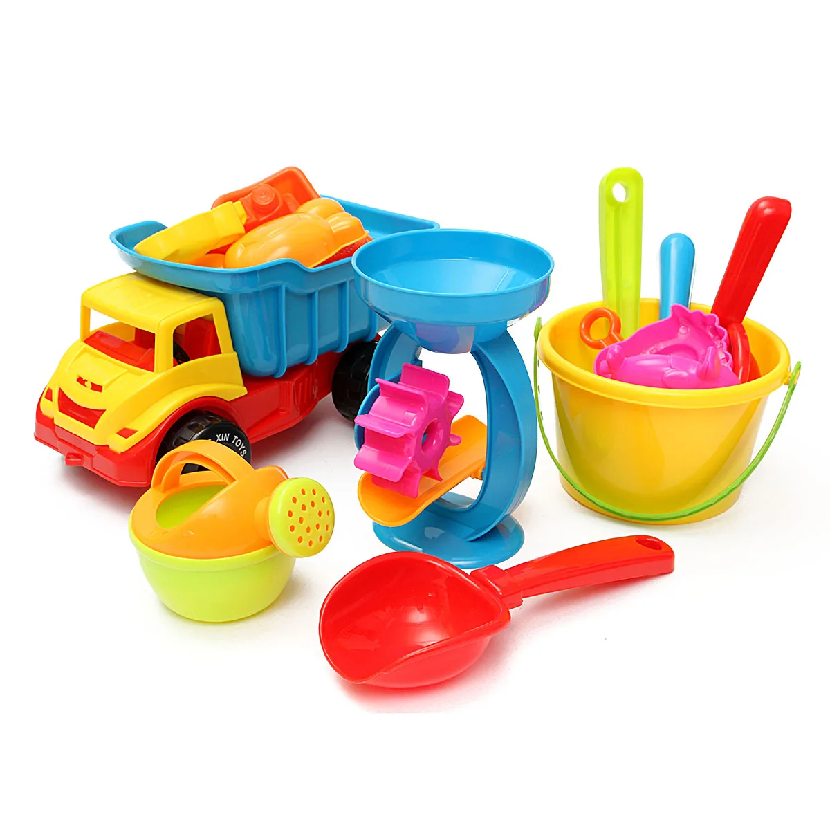 21pcs/set Beach Sand Play Toys Set Bucket Rakes Sand Wheel Watering