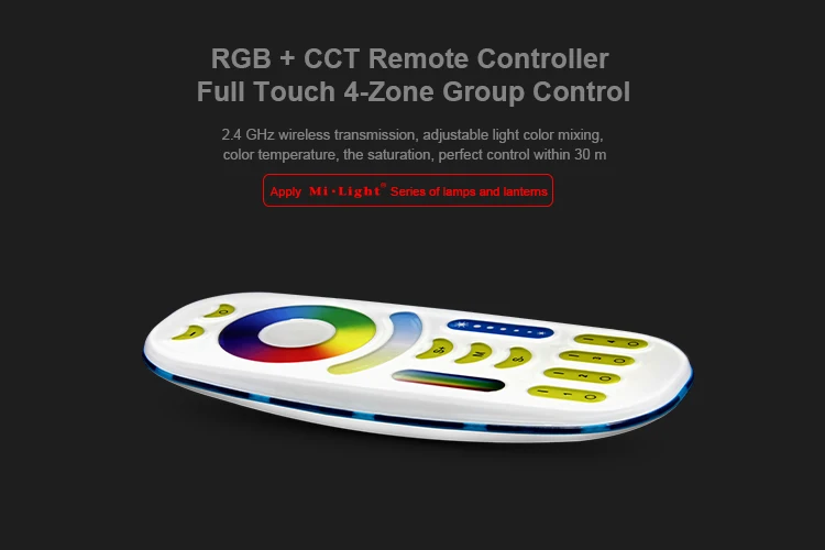 Milight 2,4 ГГц 4-зоны RGB CCT RGBW светодиодные полосы контроллер и 4 зоны сенсорный RF RGB пульт удаленного управления, cct контроллер и дистанционный держатель