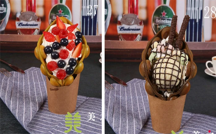 Fake Ice Cream Egg Waffle Model Display Sample Simulation Food Eggettes Puff Egg Bubble Waffle Model Dessert Props Display