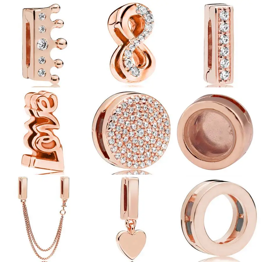 

Rose Reflexions Sparkle Timeless Love Infinity Crown Locket Clip Charm Fit Pandora Bracelet 925 Sterling Silver Bead Jewelry