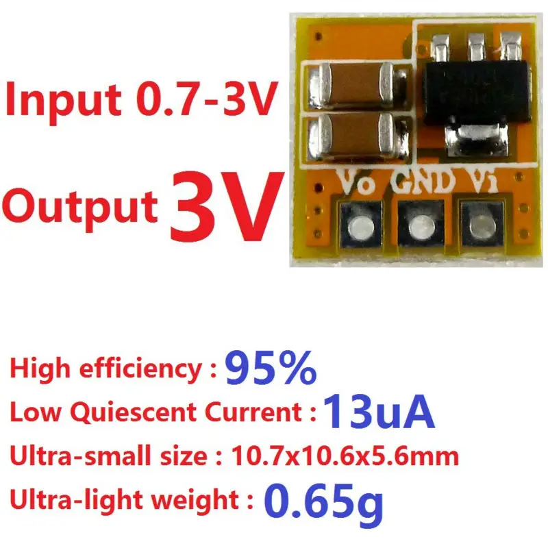 

High efficiency Low Quiescent Current 1.5V 1.8V 2V to 3V DC DC Boost Step up Converter for AA AAA Dry cell Button battery