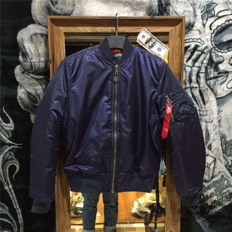 Aolamegs Men Bomber Jacket Thick Winter Military Motorcycle Ma-1 Flight Jacket Pilot Air Force Flying Jackets Baseball Uniform