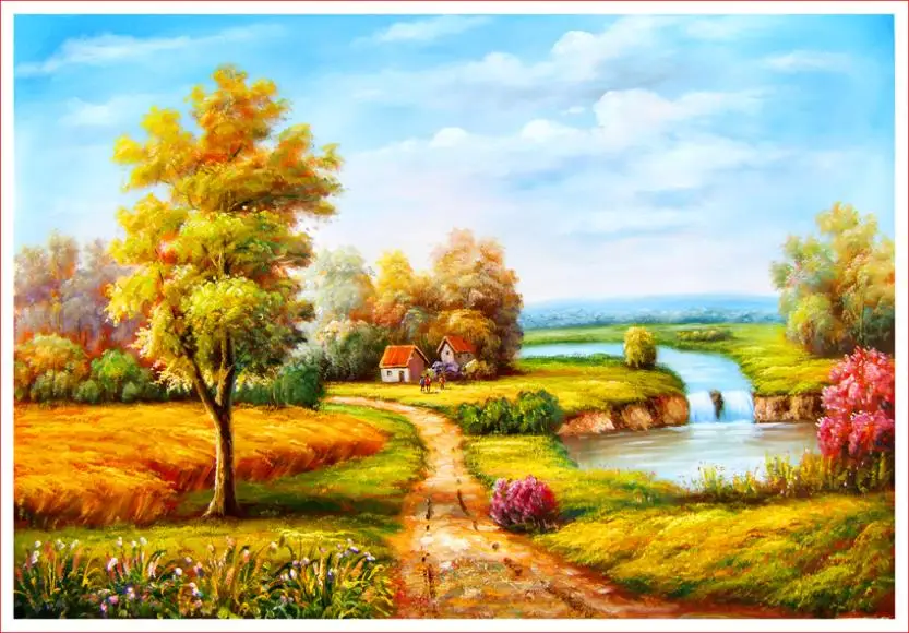 

Canvas Landscape Paintings Sunny field Canvas Poster Print for living room bedroom home decoration