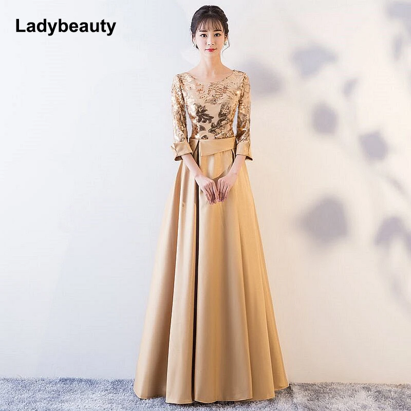2019 New arrival satin Evening Dress Long Prom Party Dresses Sequin Evening Gown Formal Dress Women Elegant Robe De Soiree 2019 New arrival satin Evening Dress Long Prom Party Dresses Sequin Evening Gown Formal Dress Women Elegant Robe De Soiree