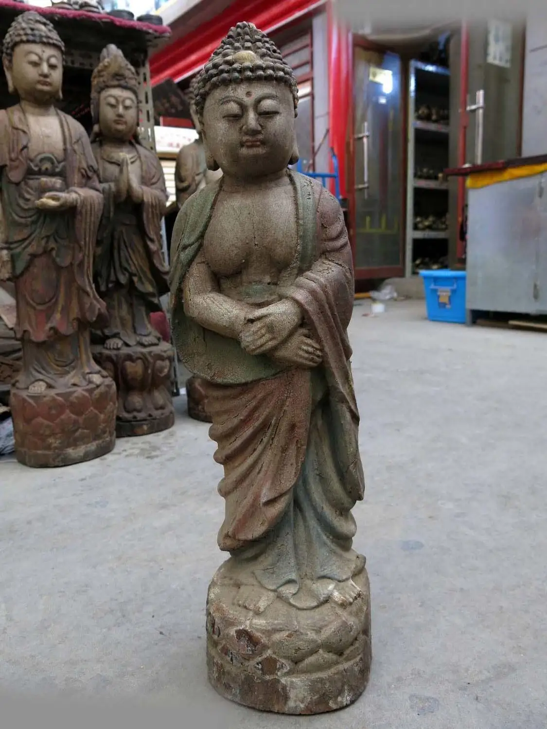 

26" China old wood handmade carved buddhism Amitabha buddha sculpture statue A(0505)