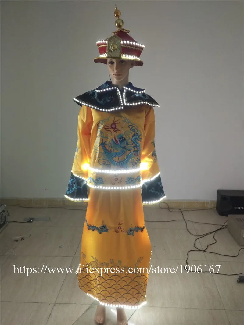 Led Golden Hot Folk Dance Chinese Man Han Clothing Emperor Prince Show Cosplay Suit Costume Minister Traditional Ancient Dress01