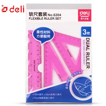

Deli 3Pcs=1Pack Plastic Triangle Ruler Student Stationery Set Ruler Colorful Patchwork Ruler Template For Drawing Triangle Ruler