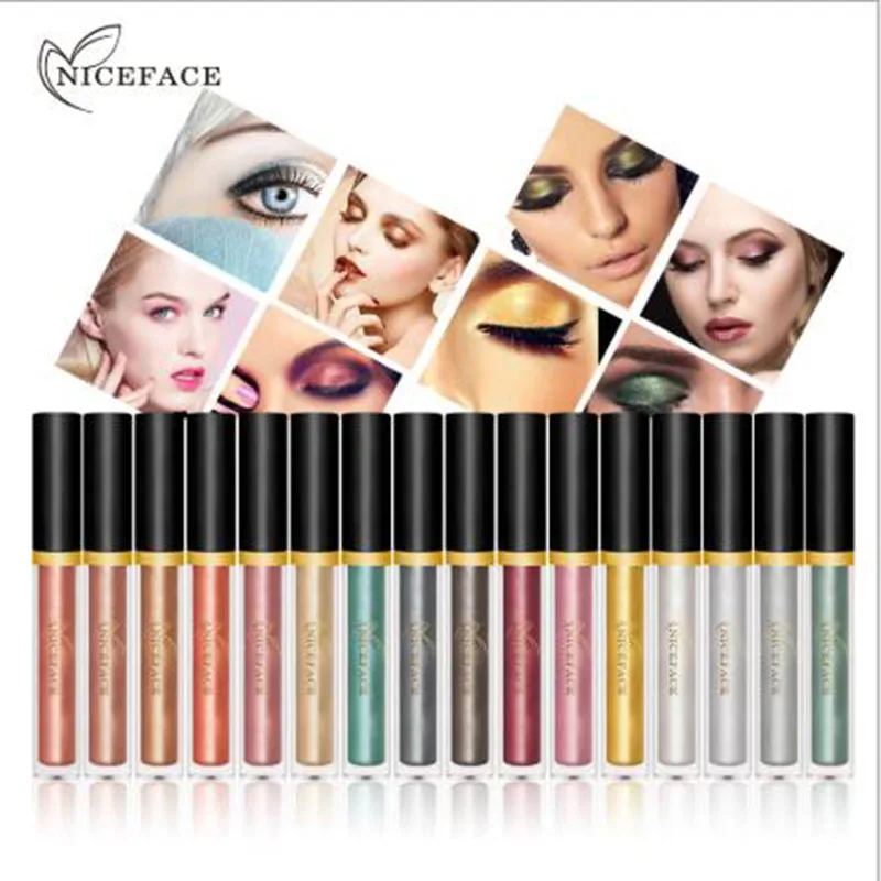 

NICEFACE Make Up Eye Shadow Liquid Highlighter Metallic Shadows Waterproof 17 colors Pigments Eyes Liquid Eyeshadow Makeup Pen